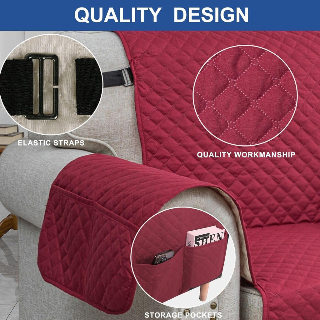 Oversized Sofa Cover Waterproof Couch Covers for 3 Cushion Couch, Soft Washable Slipcover with Pockets & Non-Slip