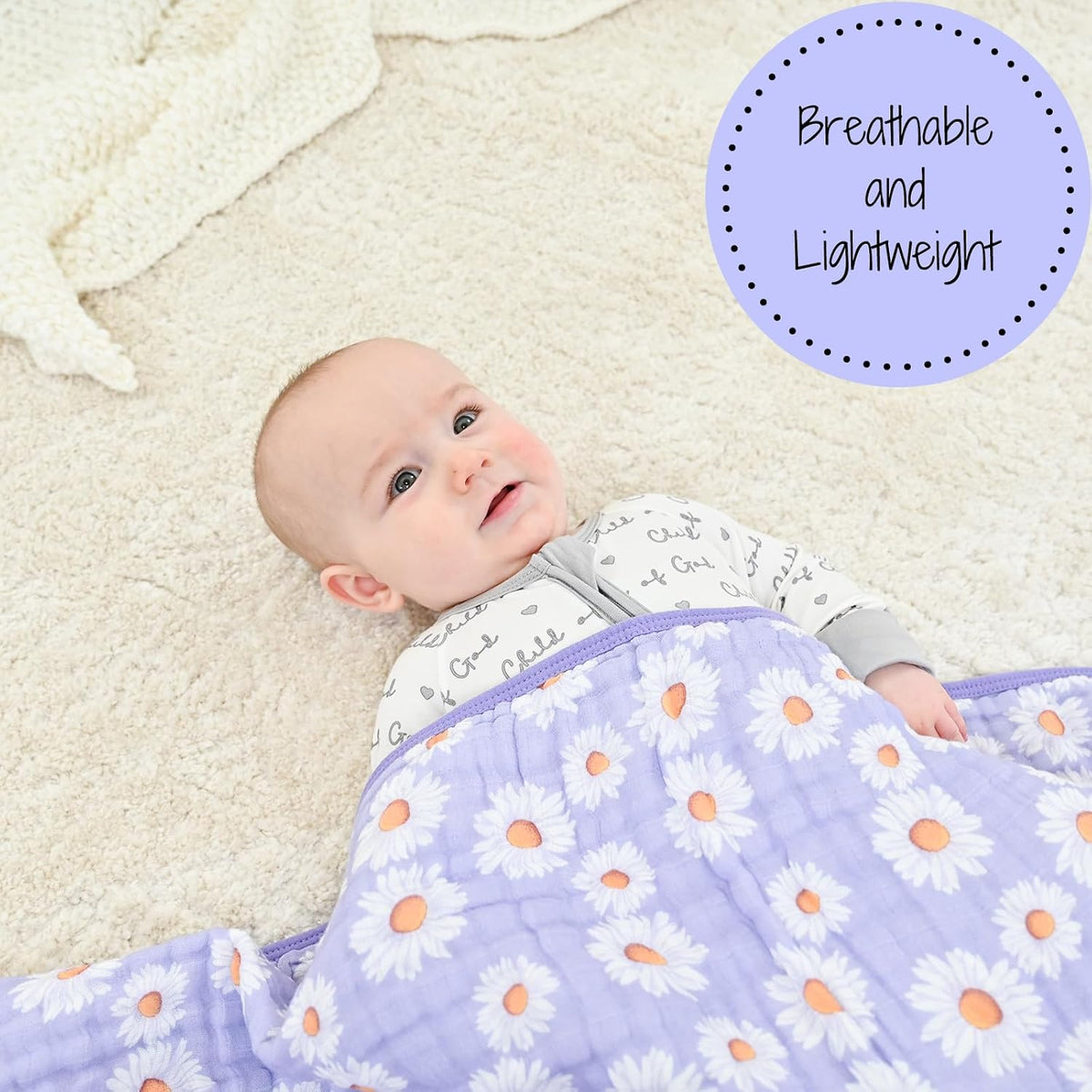 Muslin Baby Blanket, 100% Organic Cotton, Soft Baby Girl Blanket