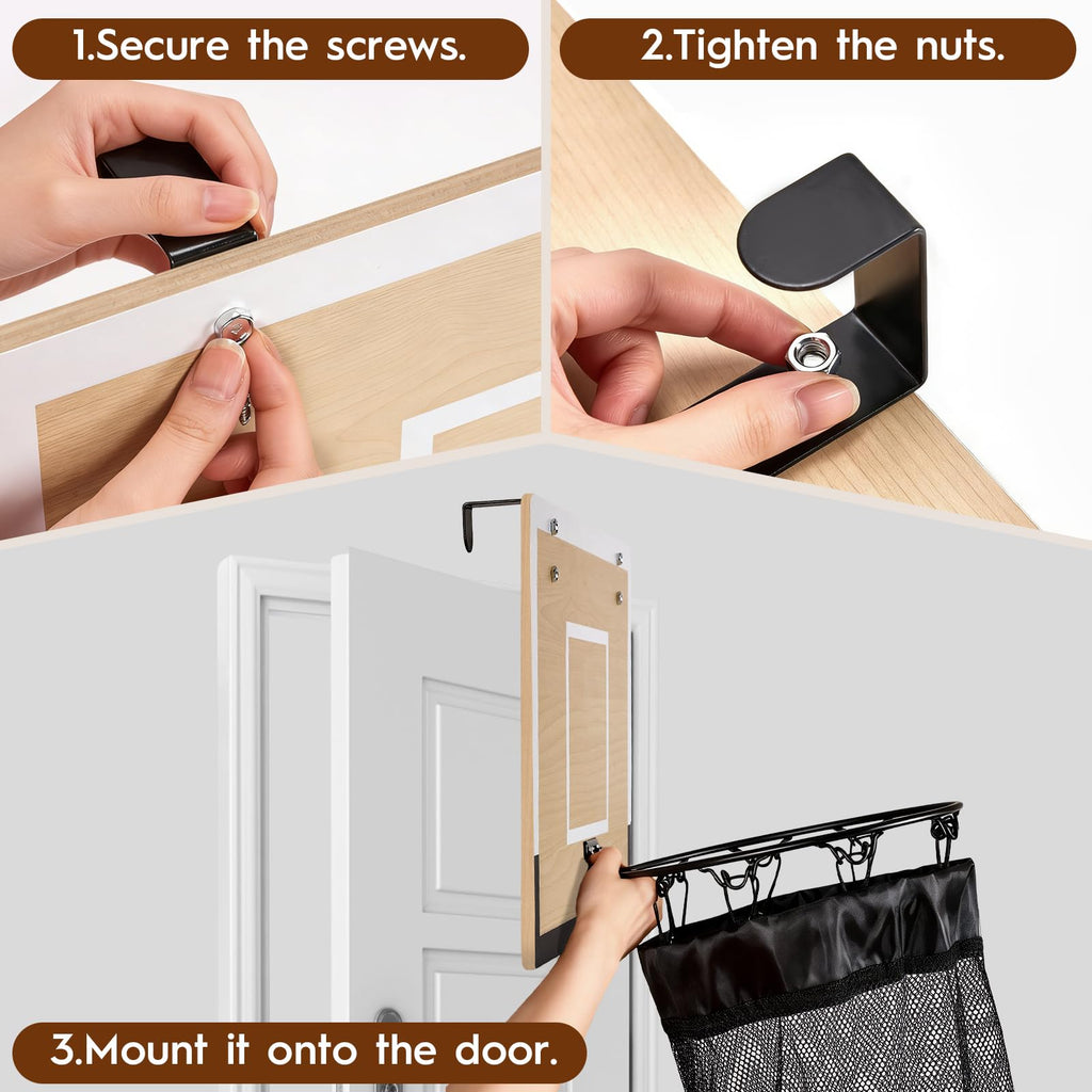 Wooden Basketball Laundry Hamper,Over the Door Basketball Hoop Laundry Basket with Zipper,3 Balls and Pump for Kids