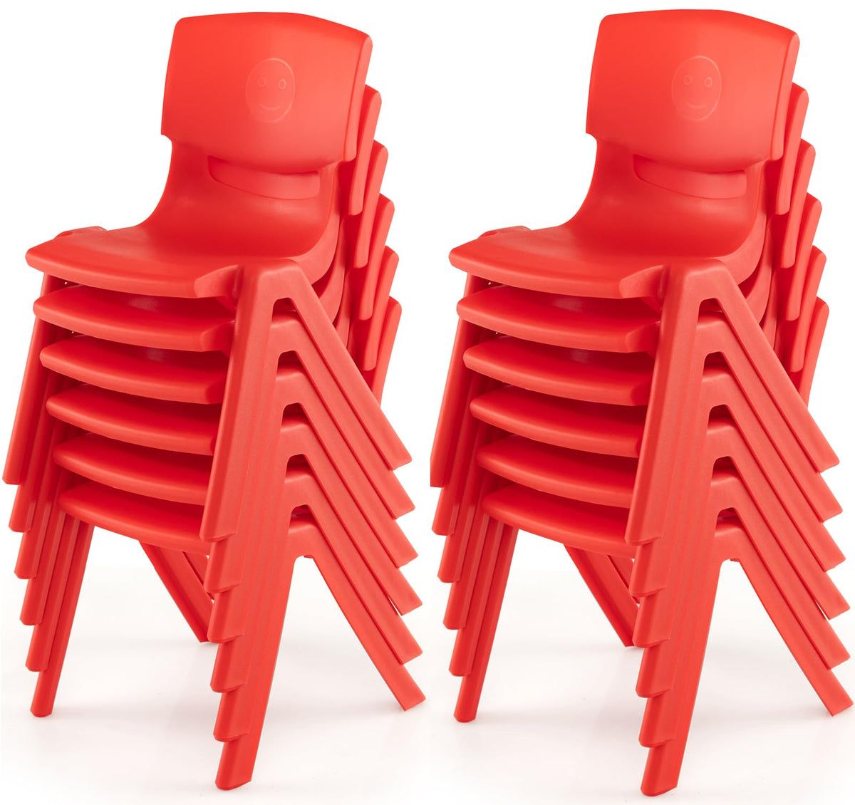 12 Pack Premium 13.8" H Plastic Stackable School Chairs - Classroom & Kids Desk Chair, Toddler & Child Lawn Seating