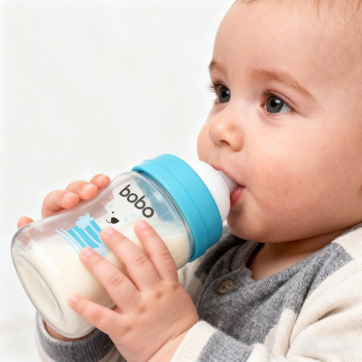 Glass Baby Bottles with Slow Flow Nipple, Newborn Anti-Colic Feeding Bottles for 0+ Months, Wide Neck, Borosilicate