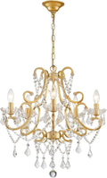 Five-Light Gold Crystal Chandelier for Dining Rooms and Bedrooms