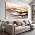 Large Abstract Canvas Wall Art Decor Print Brown White Aesthetic Wall Decor Painting Prints Minimalist Wavy Stripes