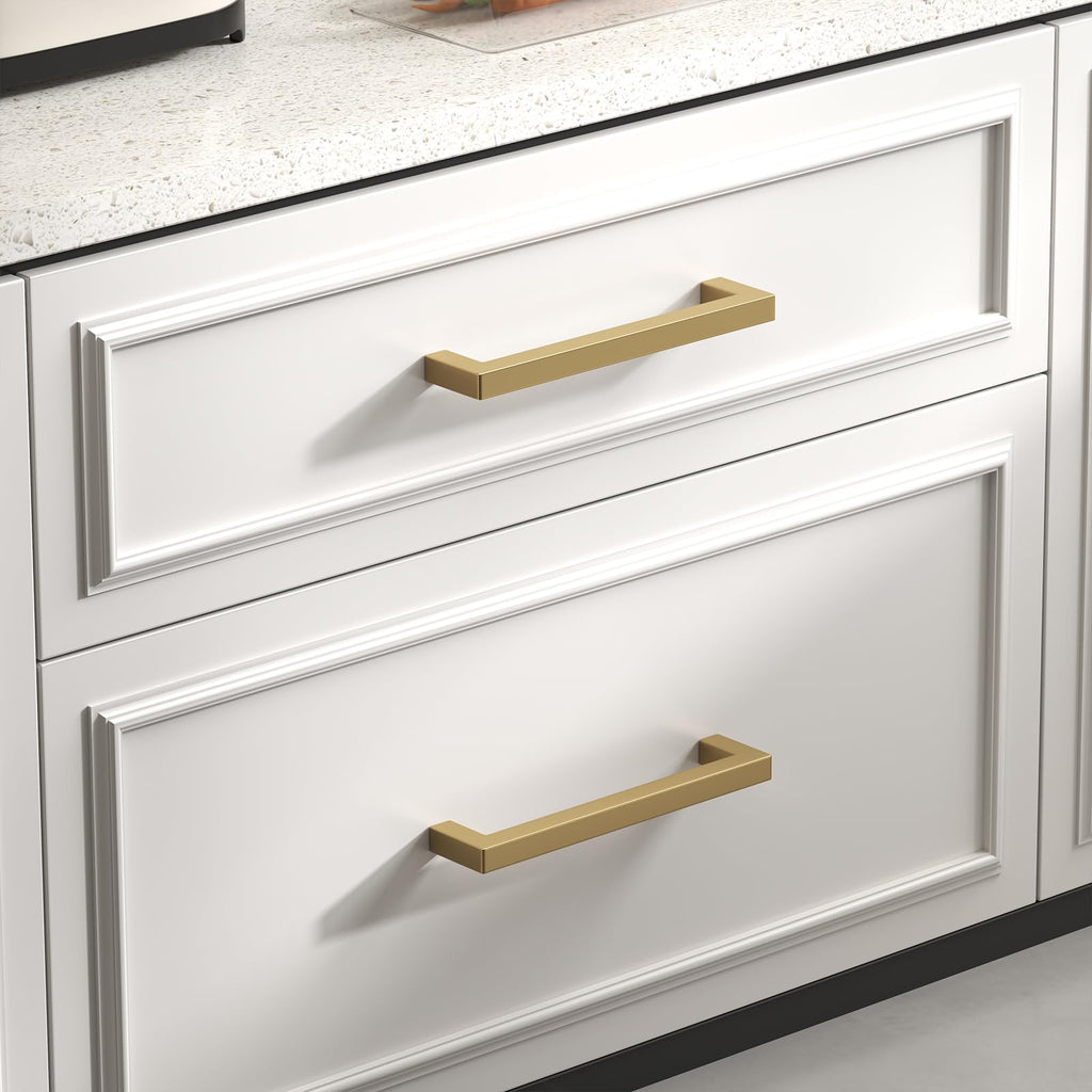 15 Pack 3-3/4 Inch Champagne Bronze Cabinet Pulls Square Handles