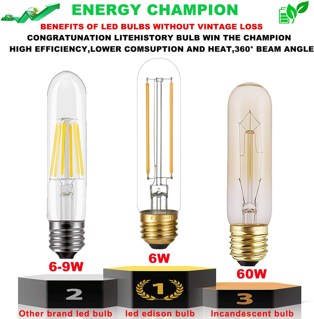 T10 Led Bulb,Dimmable,E26 Led Bulb 40w,Warm White 2700K,Clear