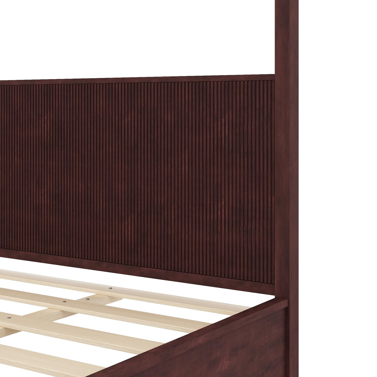 Wooden Canopy Bed Frame with Headboard, Espresso