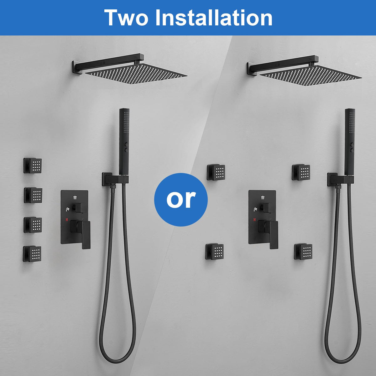 Rainfall Shower System with 4 Full Body Jet 4 Mode Shower Faucet Set