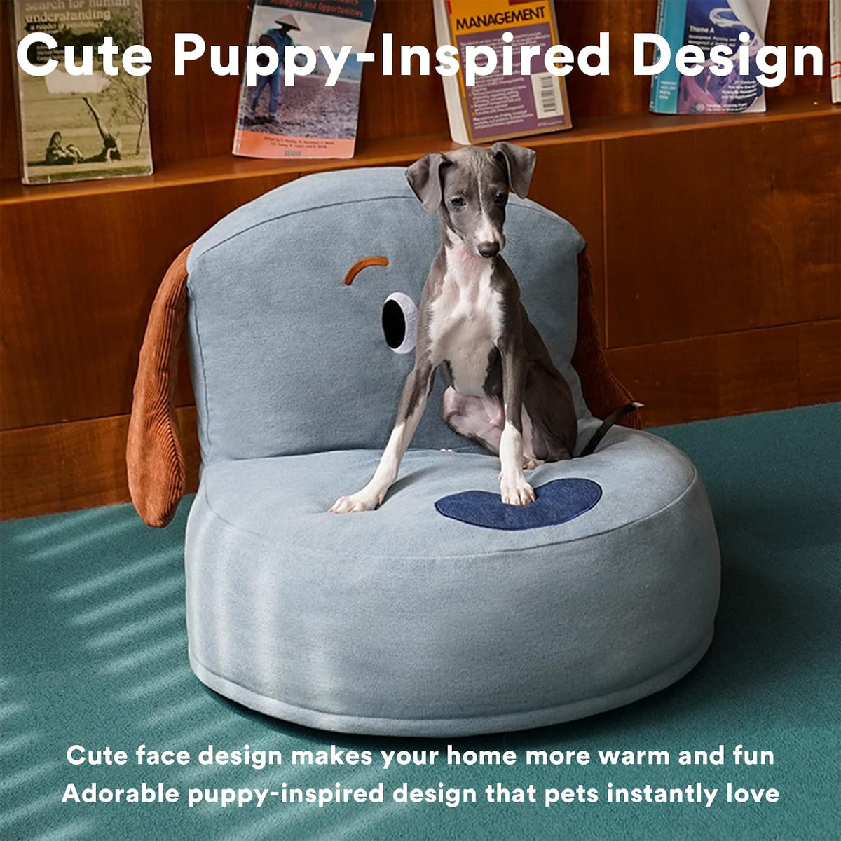 Denim Furniture Style Sofa Dog Bed, Removable Cover, Grey, Medium