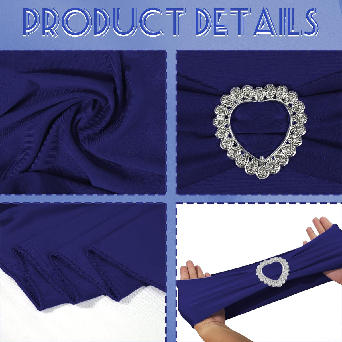 Spandex Stretch Navy Blue Chair Sashes Bows Universal Elastic Chair Cover Bands Ties with Buckle Slider for