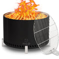 28" Smokeless Firepit with Stand & Grill Rack, Large Stainless Steel Wood Burning Fire Pit for Gatherings, Secondary