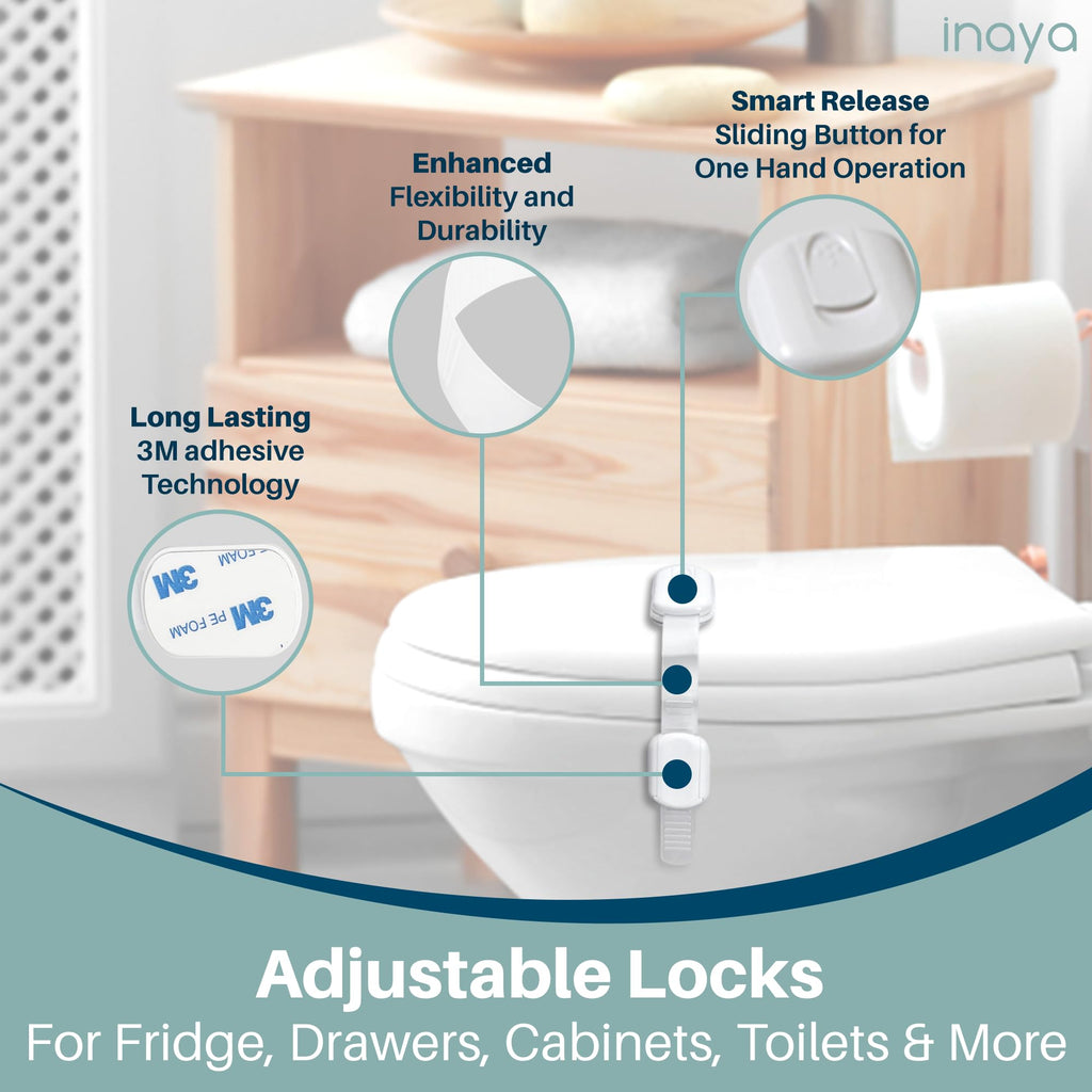Complete Baby Proofing Kit - Child Safety Hidden Locks for Cabinets & Drawers, Adjustable Safety Latches, Corner