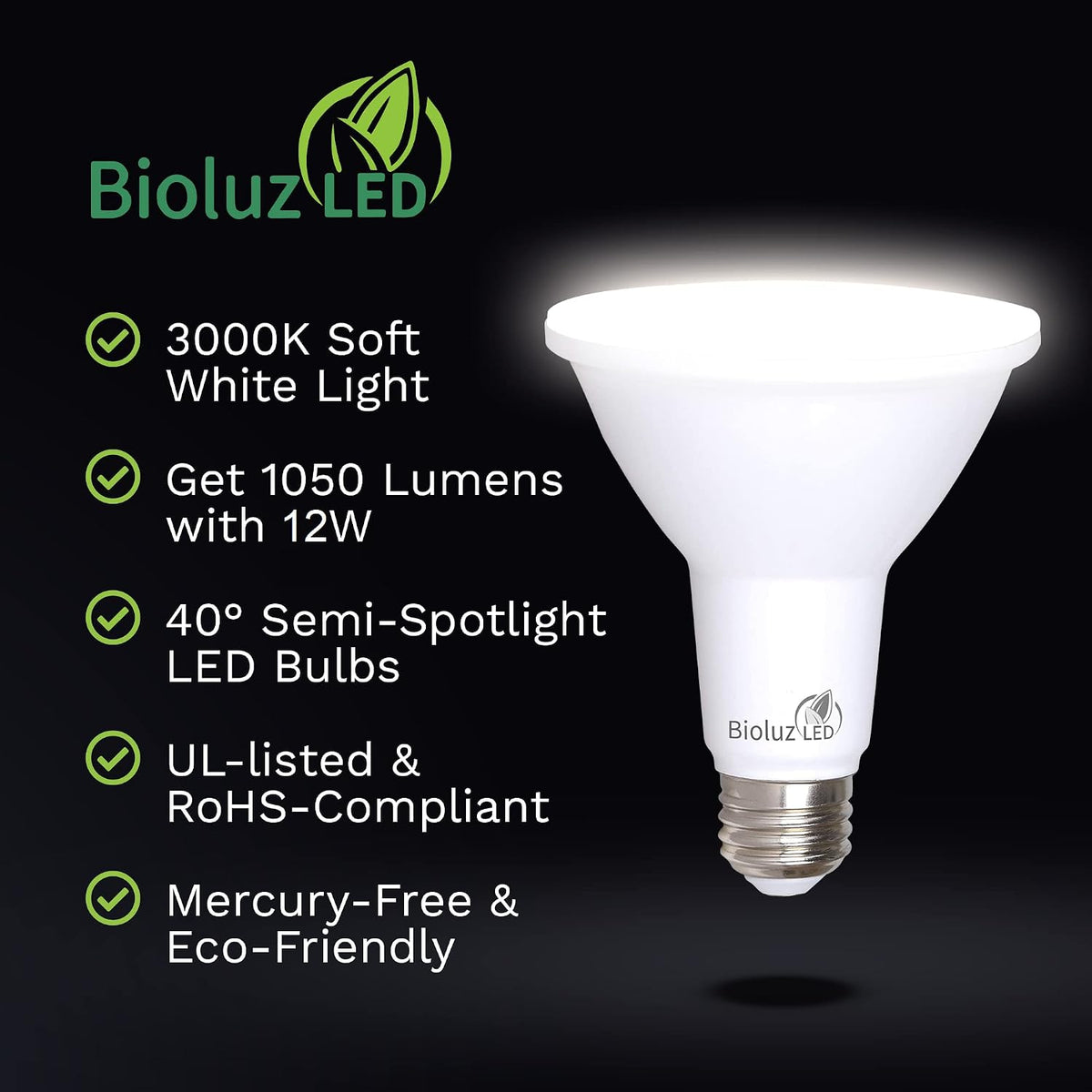 4 Pack PAR38 LED Light Bulb 90 CRI 12W = 100-120 Watt Replacement, Soft White 3000K, Dimmable Light Bulbs Flood