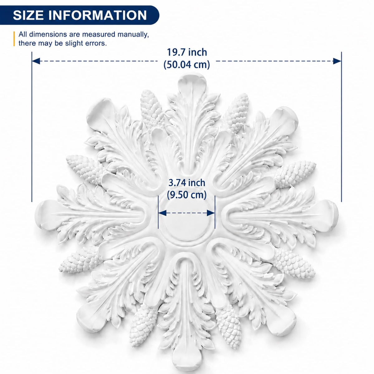 Petal Pinecone Shaped Ceiling Medallion(19.7"OD x 3.74" ID x 1" P Fits Chandelier 16-24") Ceiling Medallions for