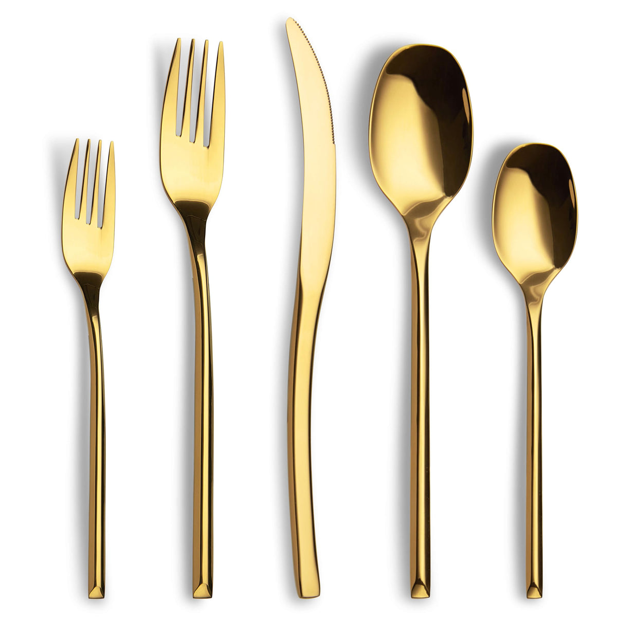 20-Piece Gold Silverware Set for 4,Modern 18/10 Stainless Steel Flatware Set,Luxury Cutlery Set,Unique Utensils Set