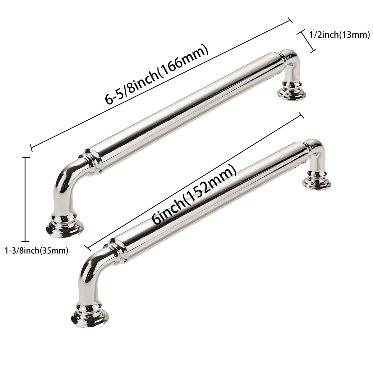 10 Pack 6 Inch Hole Center Vibrant Polished Nickel Cabinet pulls Heavy-Duty Solid Cabinet Handle Hardware Suitable