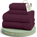 King Sheets 100% Organic Cotton 4pc Percale Soft - Windsor Wine