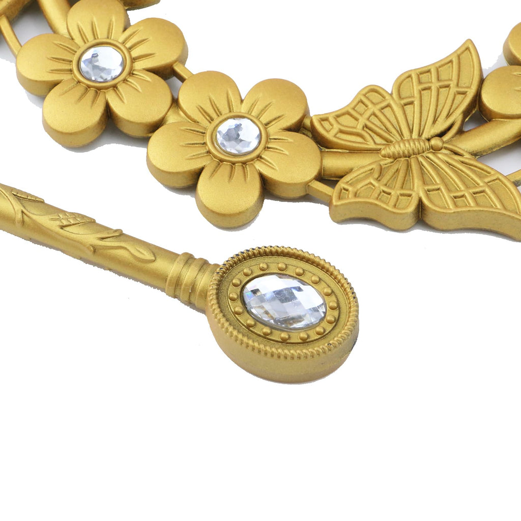 Gold Curtain Tieback, Round Drapery Holdback, Flower Butterfly - 2pcs