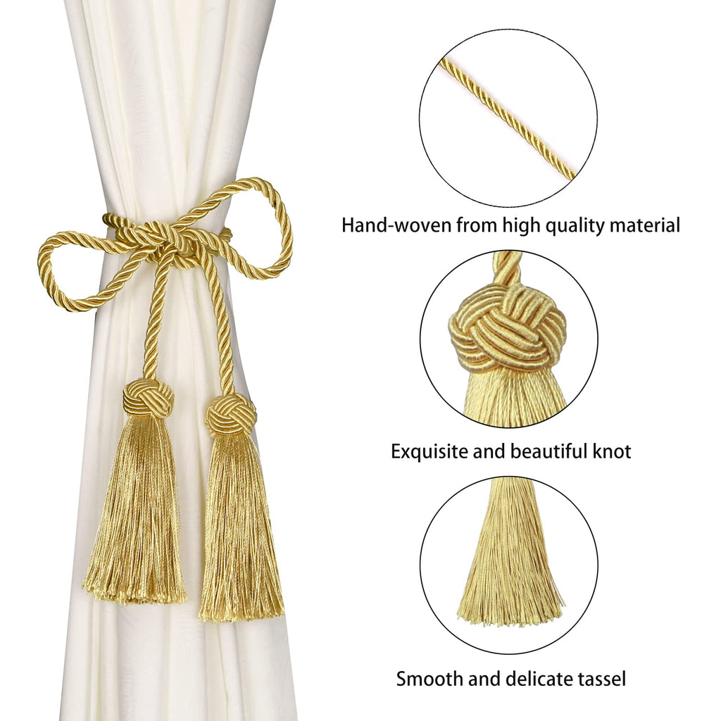 Handmade Rope Tassel Curtain Tiebacks - 4 Pack