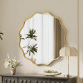 Gold Scalloped Circle Mirror, 20" Wavy Edge Round Wall Mirror