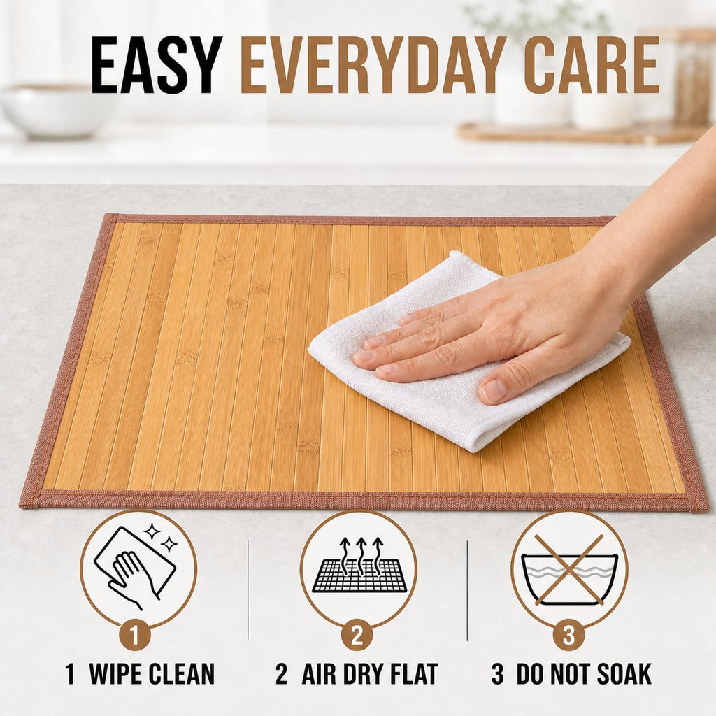 Bamboo Placemats, Set of 4, Woven, 11.8x17.3 Inches, Yellow