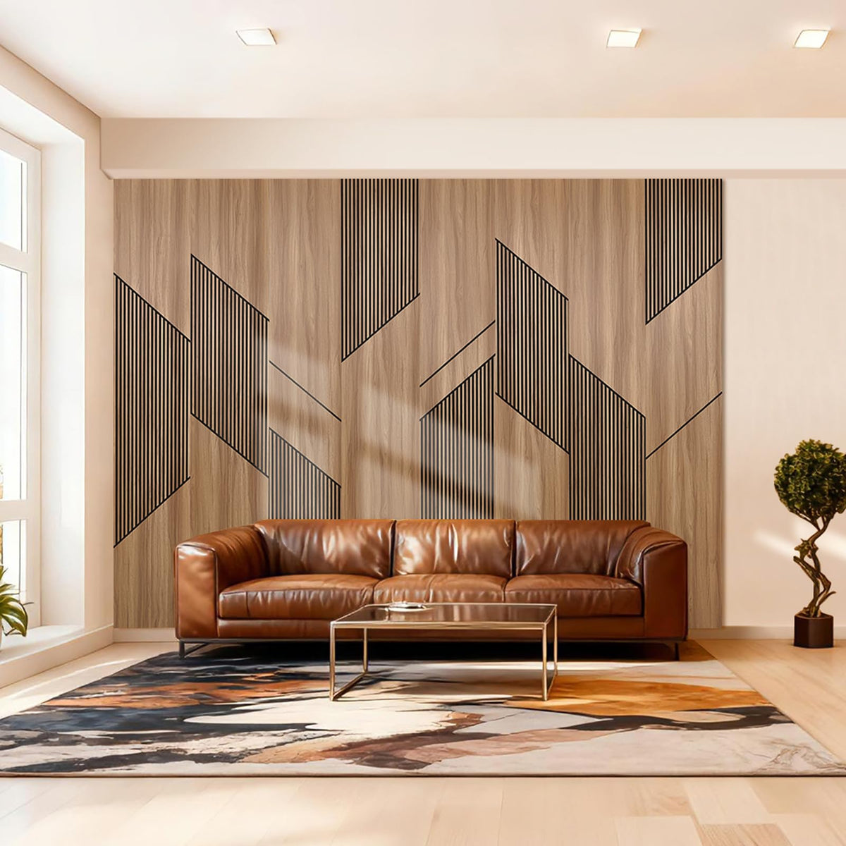 8-Pack Teak Wood Grain 3D WPC Wall Panels with Adhesive, Peel and Stick Wall Panels for Accent Wall, Covers 82.15 Sq