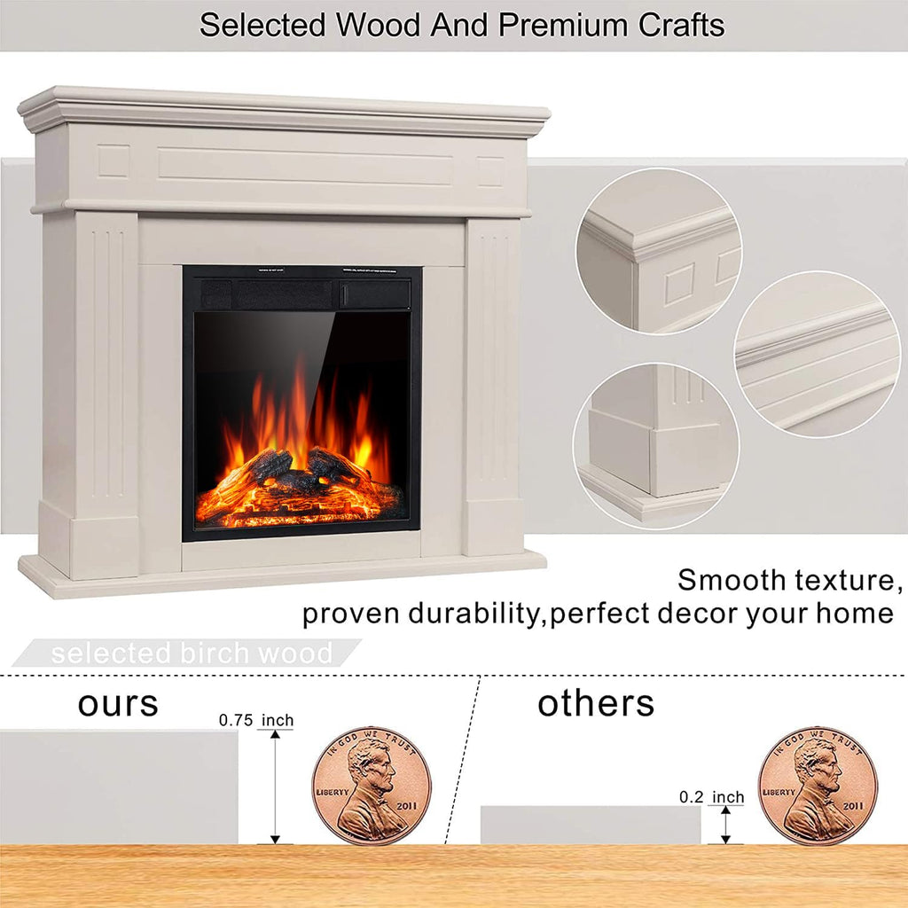 Electric Fireplace with Mantel Package Freestanding Fireplace Heater Corner Firebox with Log & Remote