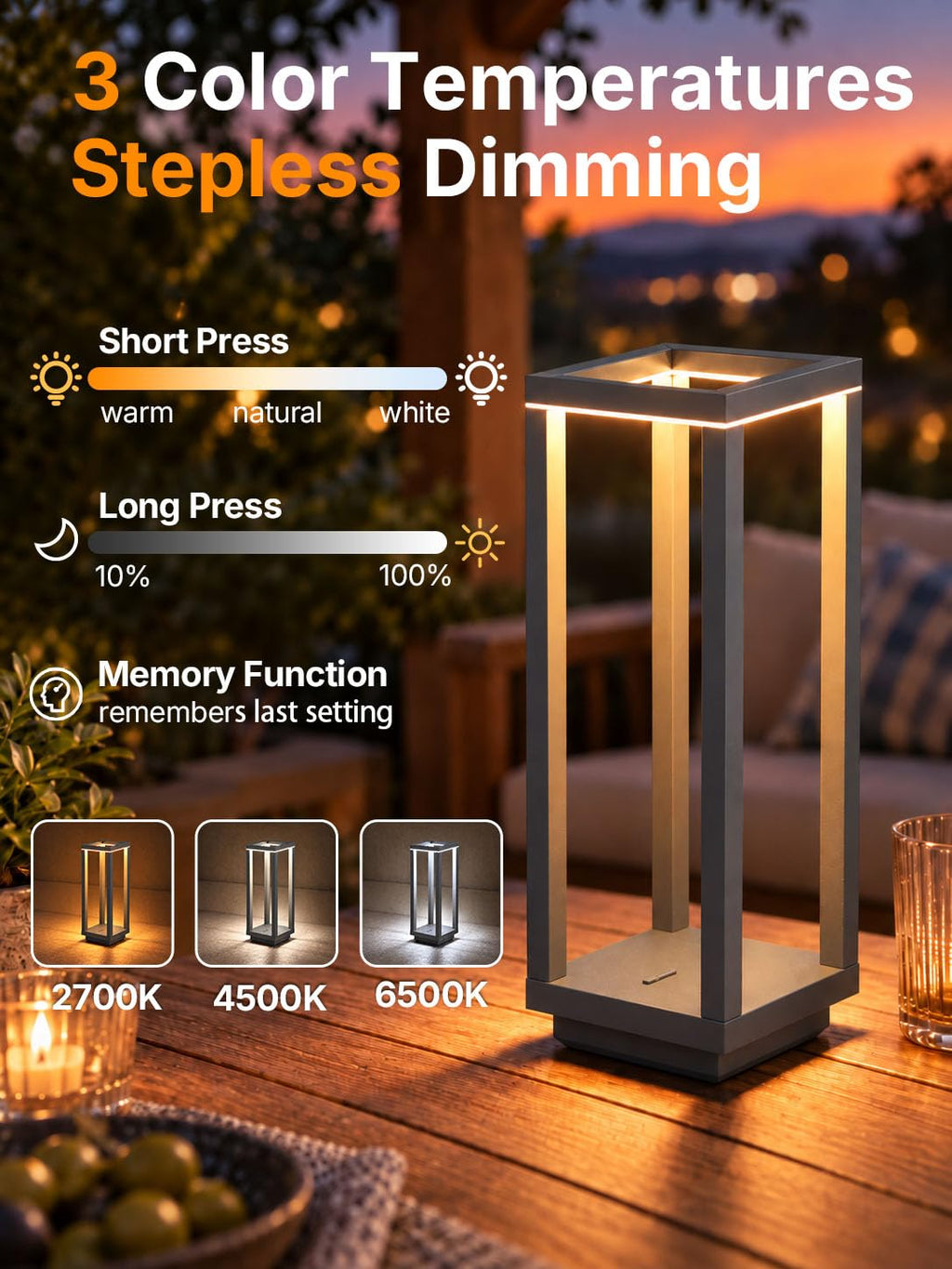 2Pack Cordless Table Lamp Rechargeable, 10" Portable Table Light
