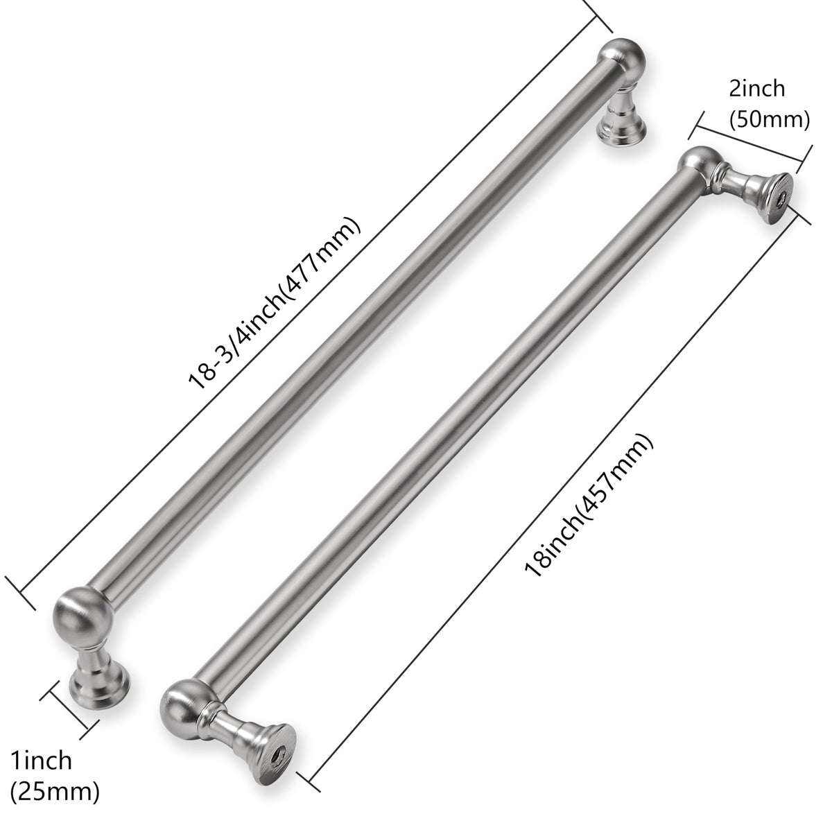 Appliance Handle Pull 18 Inch Hole Center Solid Brushed Satin Nickel Cabinet Pulls Heavy Duty Vintage Cabinet
