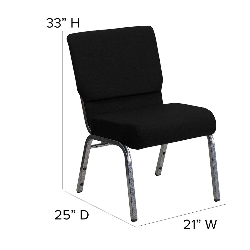 Hercules 21 in Wide Fabric Stackable Church Chair, Black