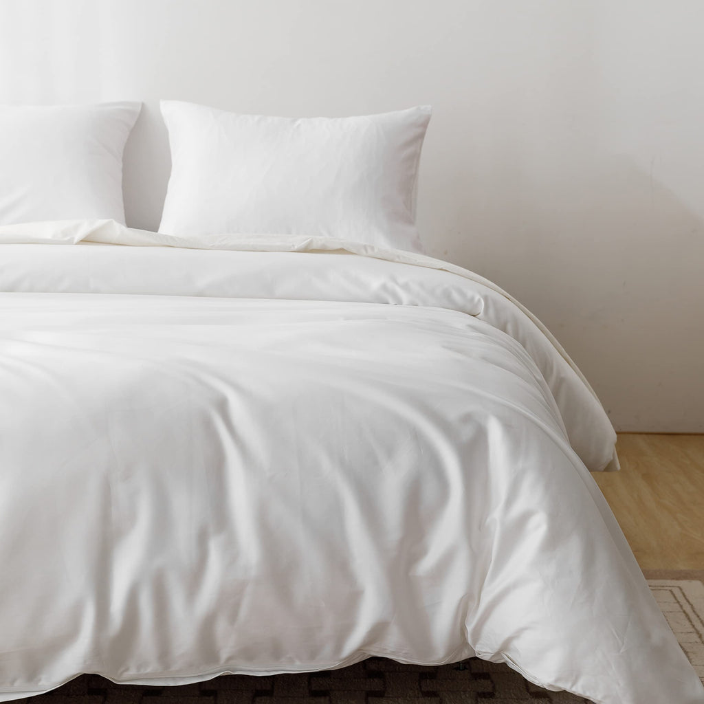 Egyptian Cotton Duvet Cover Sateen Weave, Silky Soft and Breathable Bedding Set with Zipper Closure, Long