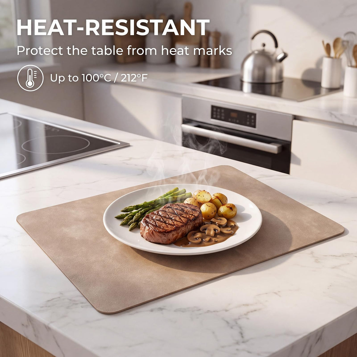 Fall Placemats Set of 4, Heat Resistant Faux Leather, Apricot