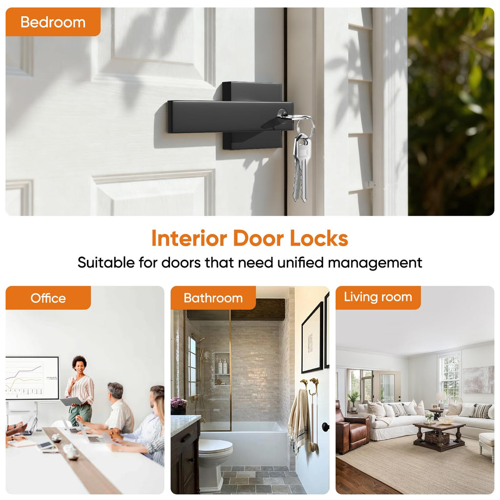 Matte Black Door Handle, Entry Door Levers with 3 Keys, 1 Pack