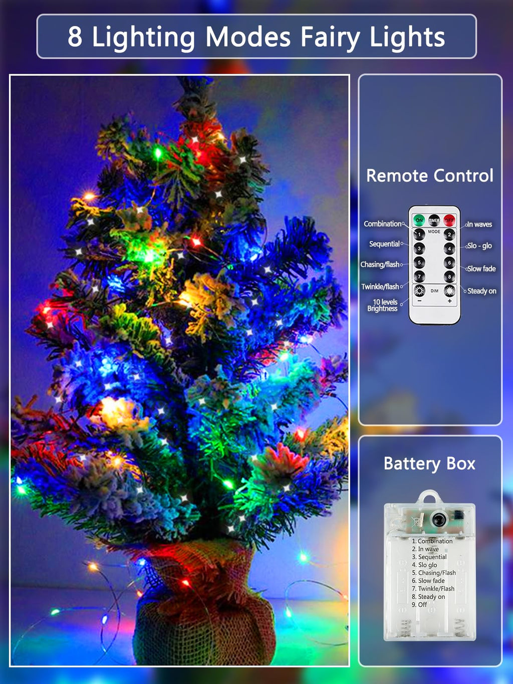 4 Pack Fairy Lights Battery Powered with Remote Twinkle Lights Multicolor