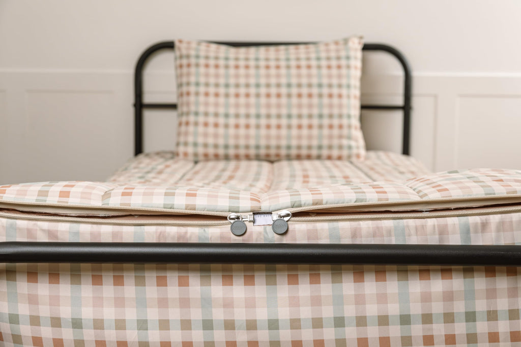Terracotta Plaid Bed in a Bag Zipper Bedding - Minky Lined