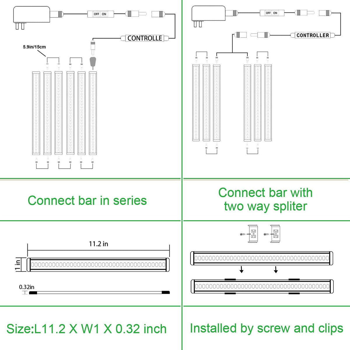 LED Under Counter Light Rigid Bar Kit, Plug in Corded 12V LED Under Cabinet Lighting Dimmable with Switch for Counter