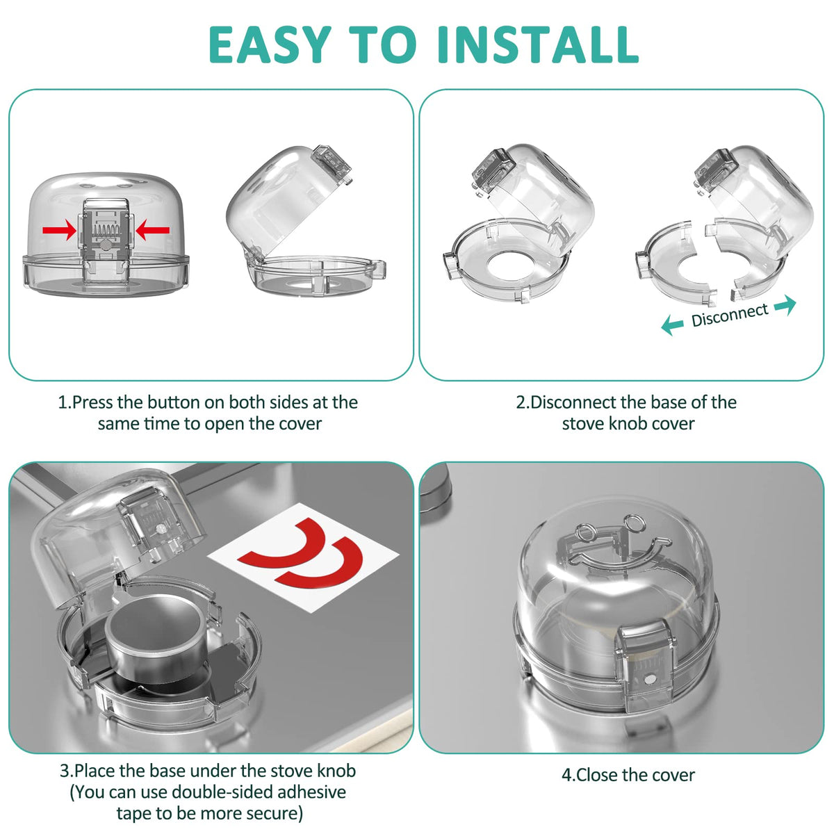 Stove Knob Covers for Child Safety 5 Packs Upgraded Double-Key Design Universal Size Baby Safety Gas Oven Knob Covers