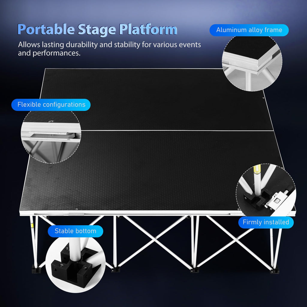 Portable 4'x4' Stage Platform, 16" High, 1540 lbs Cap