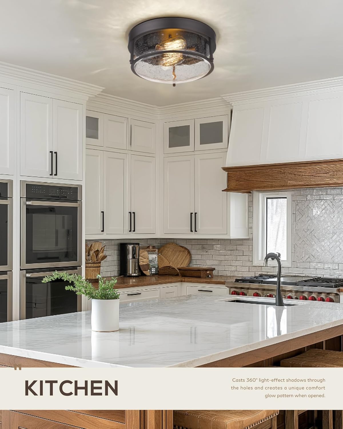 Flush Mount Light Fixture, 12" Ceiling Light Fixtures, Farmhouse Porch Ceiling Lighting Outdoor