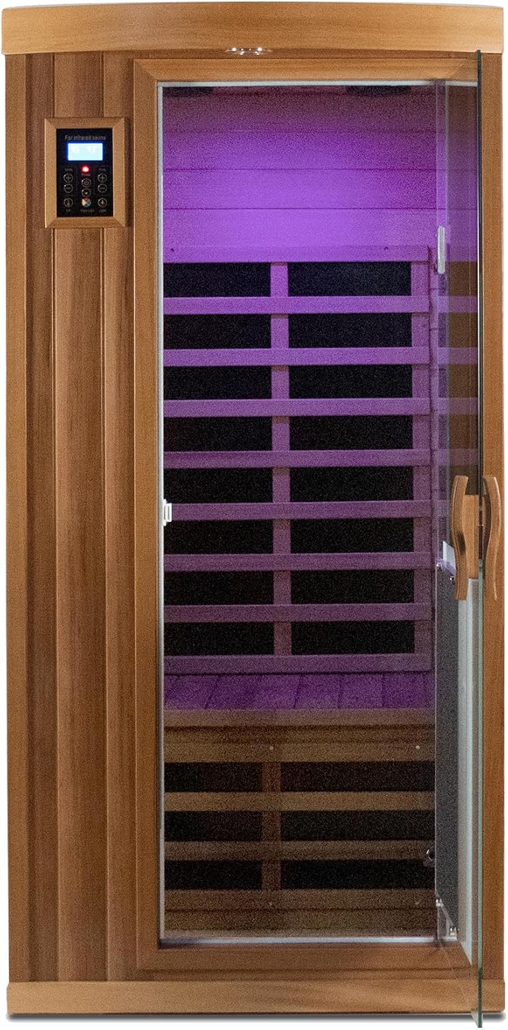 Infrared Sauna, Home Sauna 1 Person, Low EMF Sauna Wood Indoor Far Infrared Sauna