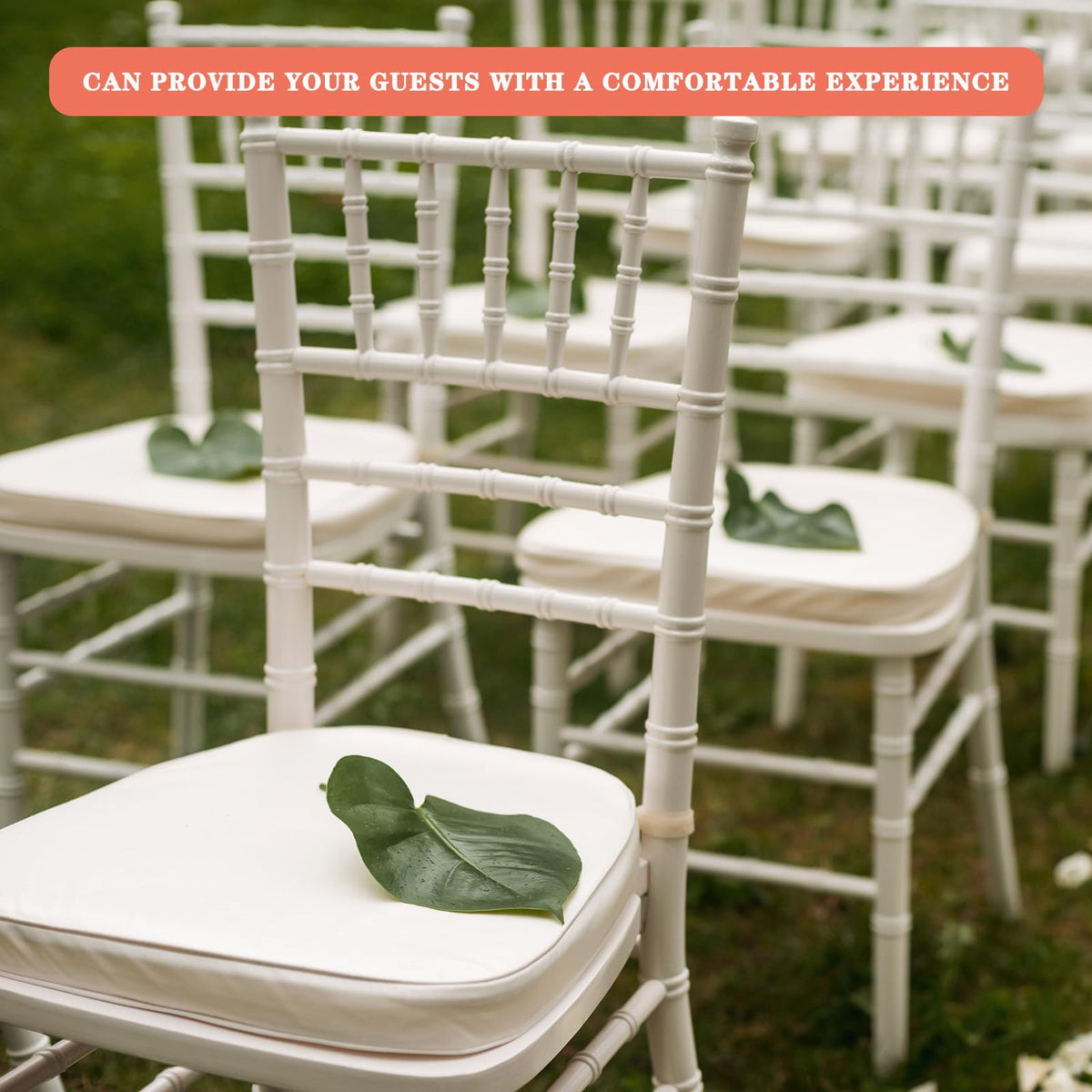 24 Pieces Wedding Chiavari Chair Cushion 15 x 15 Inch, White