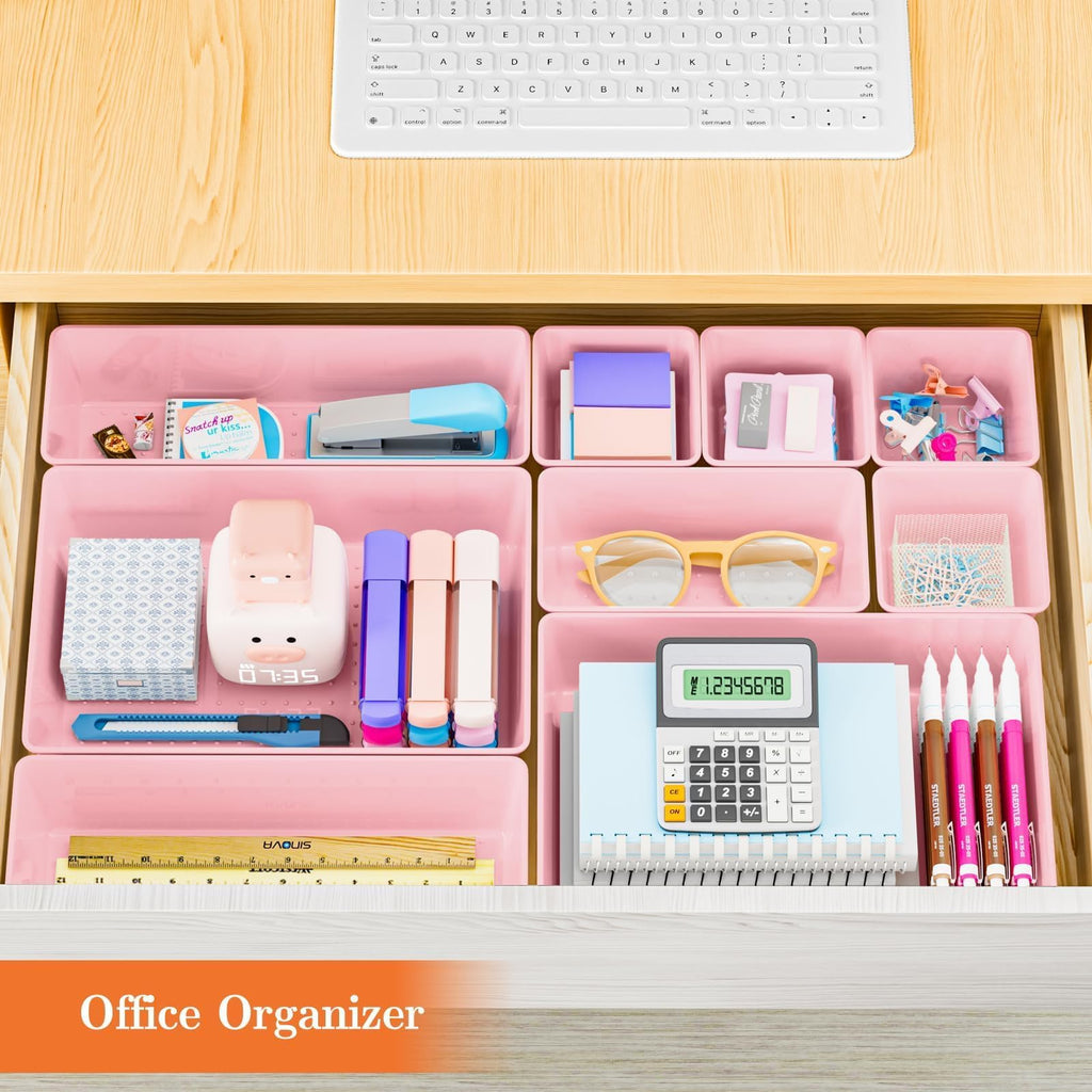 25 PCS Plastic Drawer Organizer, 4-Size Versatile Organizer Trays & storage Bins