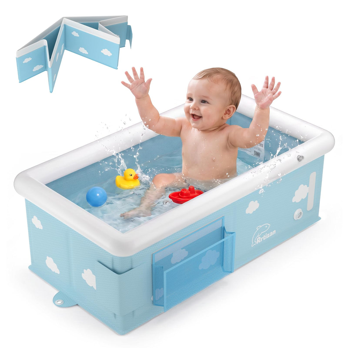 Collapsible Baby Bathtub,Infant Tub for 6 Months to 4 Years Toddlers