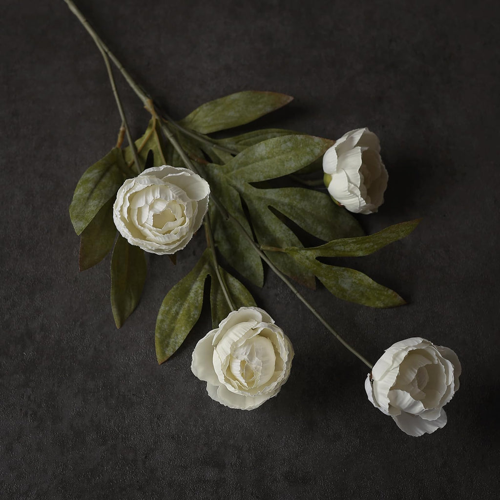 12 Pcs 27" Artificial Peony Silk Flower Stems for Vase Decor(Cream)