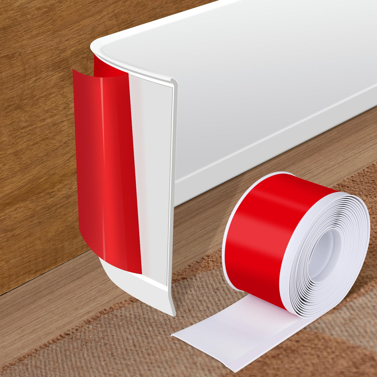 Vinyl Baseboard Molding Trim 4 Inch x 20 Feet Peel and Stick Baseboard Trim Flexible PVC Cove Base Moulding