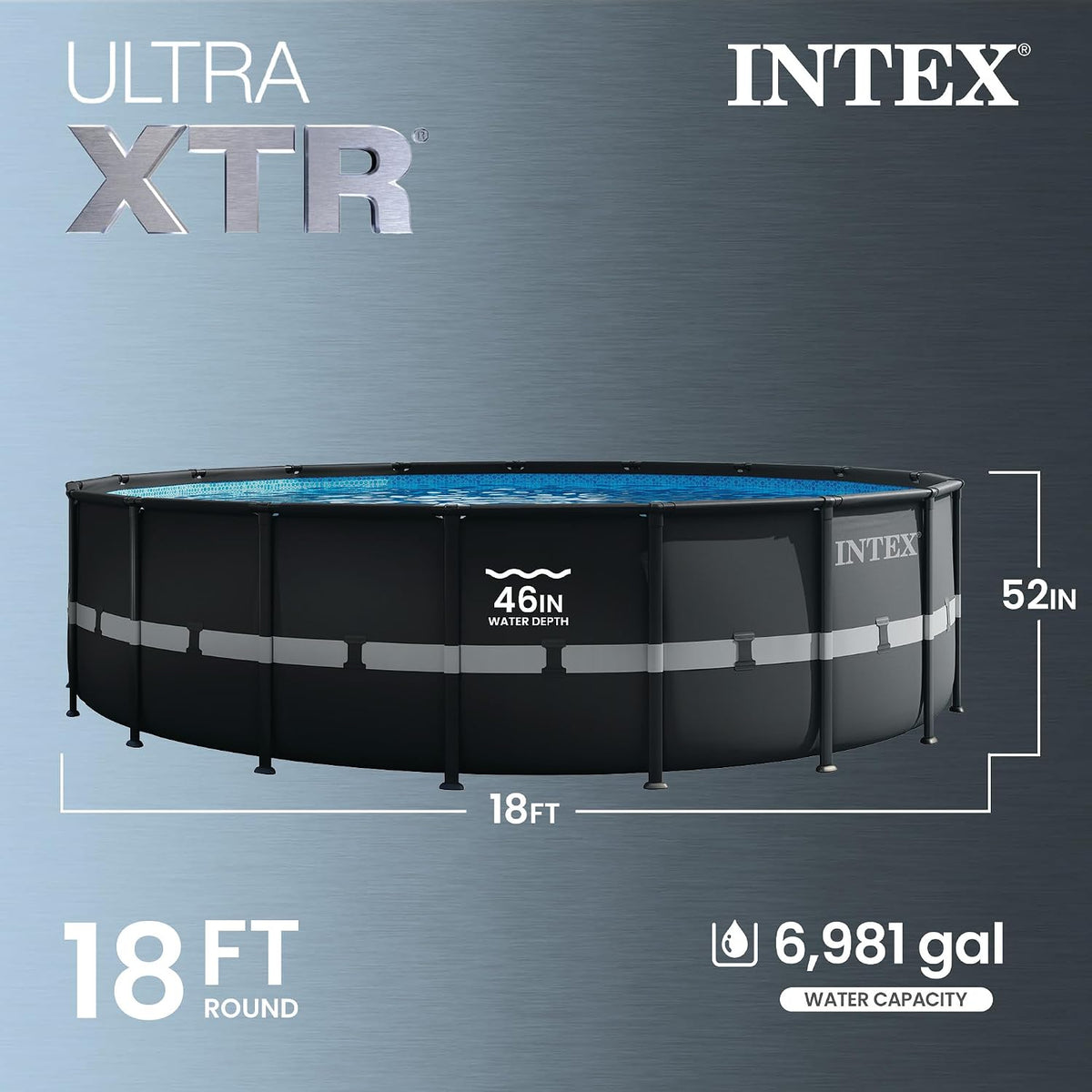 Ultra XTR 18ft x 52in Above Ground Swimming Pool Set Bundle | 26329EH - 2100 GPH Sand Filter Pump, Ladder, Pool Cover