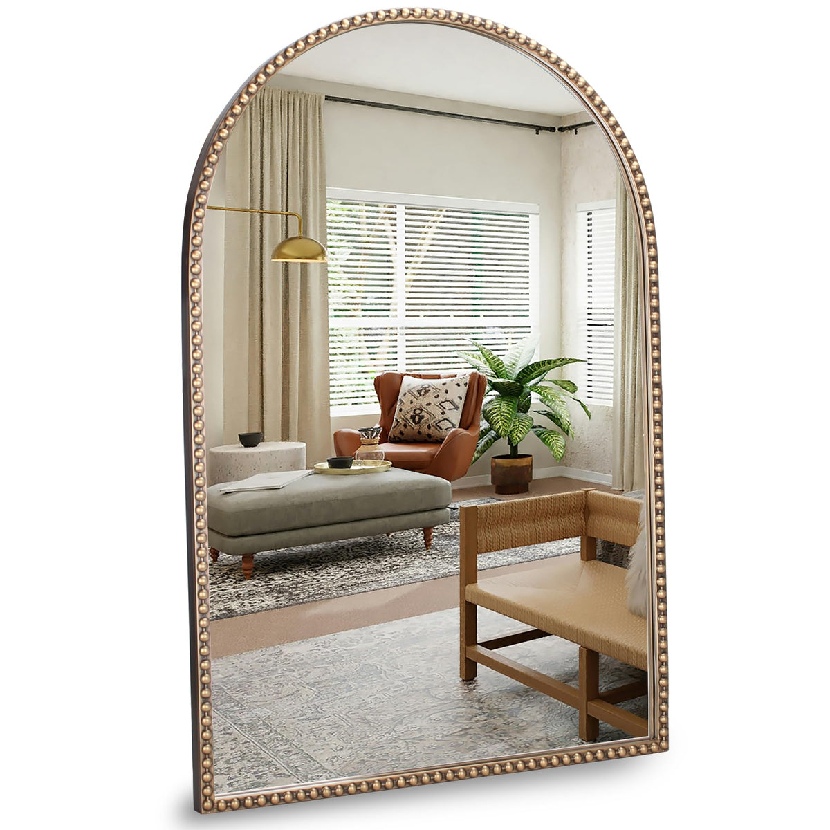 Antique Gold Arched Wall Mirror 24" x 36"