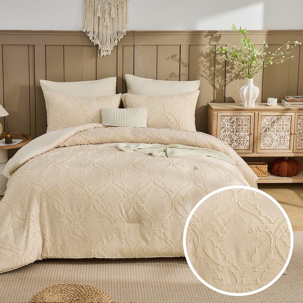 Bohemia Bedding 7 Pieces Tufted Embroidery Boho Paisley Comforter Set Boho Bedding Bohemia Comforter Set Queen for