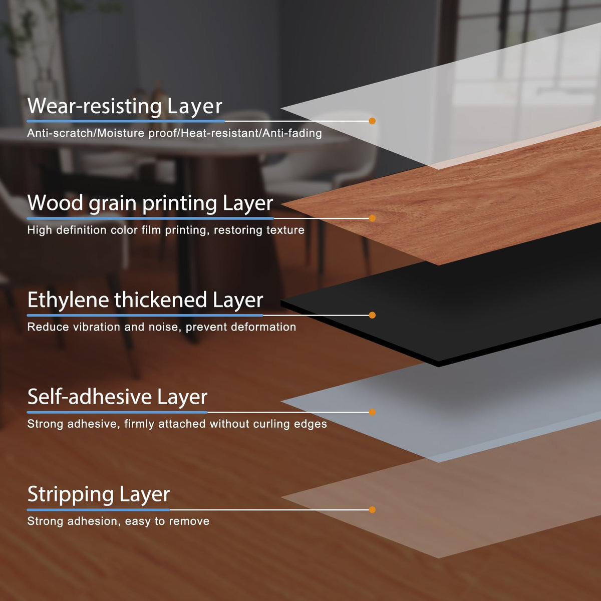 Yellow Peel and Stick Floor Tile Waterproof Vinyl Flooring Wood 32-Pack