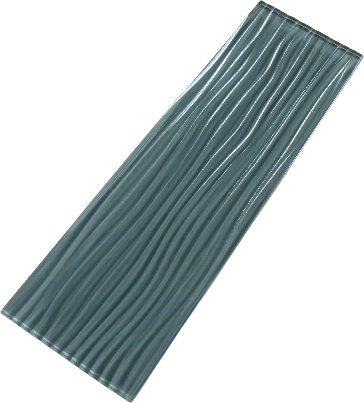 Oasis Tile Eclipse Grey Wave | 4x12 Glossy Glass Subway Tile