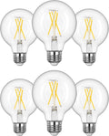 6 Pack G25 Globe Light Bulbs, Dimmable Vintage LED Edison Bulbs, CRI90+ 5W Equivalent 60W, Clear LED Filament Vanity
